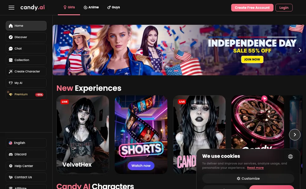 Candy AI website screenshot