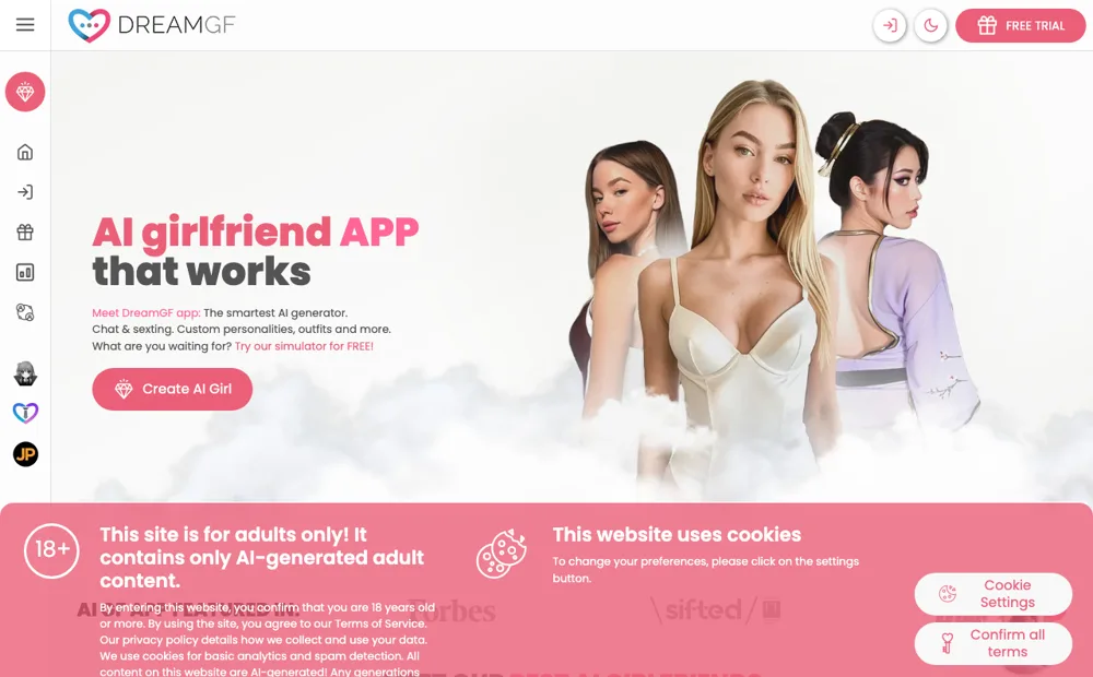 DreamGF AI website screenshot